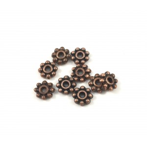 Spacer flower metal rondelle 6x2mm antique copper